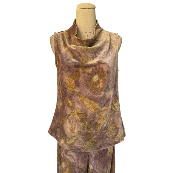 Vintage 90s Kenzo Velvet Cowl Neck Top and Low Rise Pants Matching Set - Picture 2 of 15